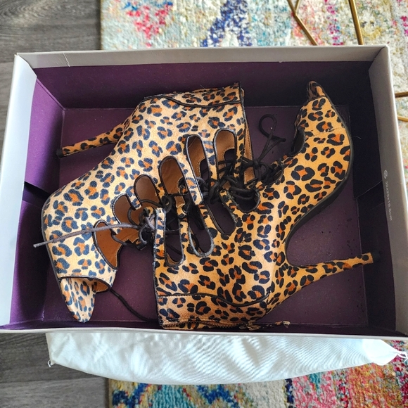 Leopard Lace Up Open Toe Heels | Bakers | Women's 7 - Picture 3 of 9